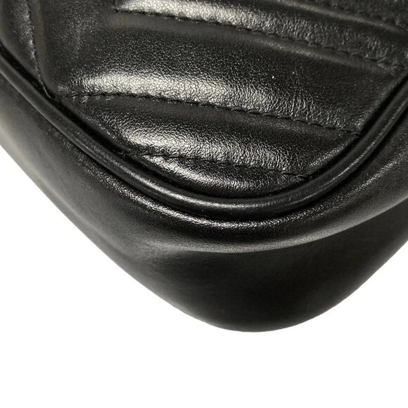 Auth GUCCI GG Marmont 447632 Black Leather - Shoulder Bag - Picture 4 of 15